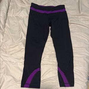 Lululemon Cropped Black and Purple Leggings
